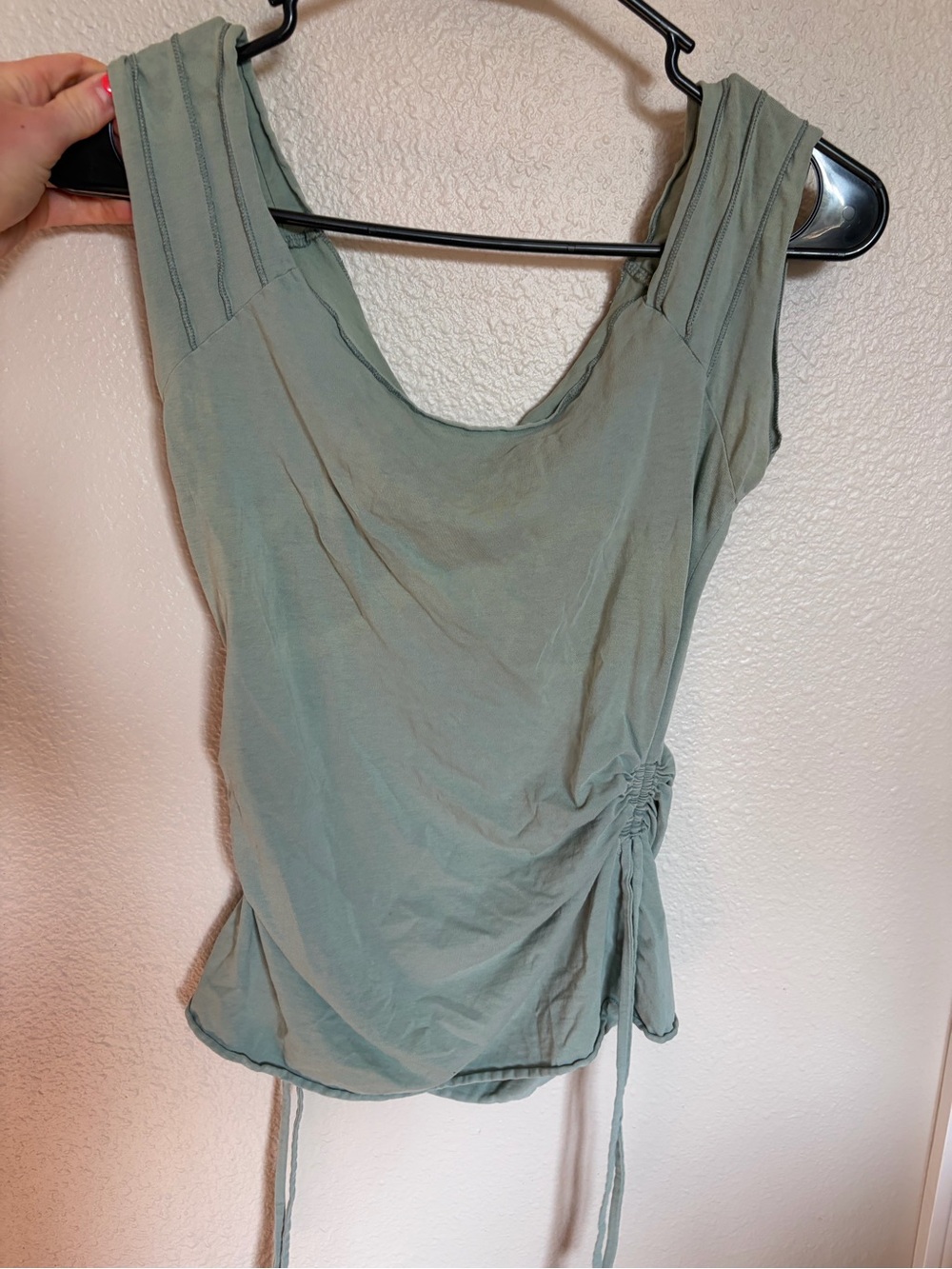 SYNERGY Sleeveless Ruched Side Tank Top - Sage Green